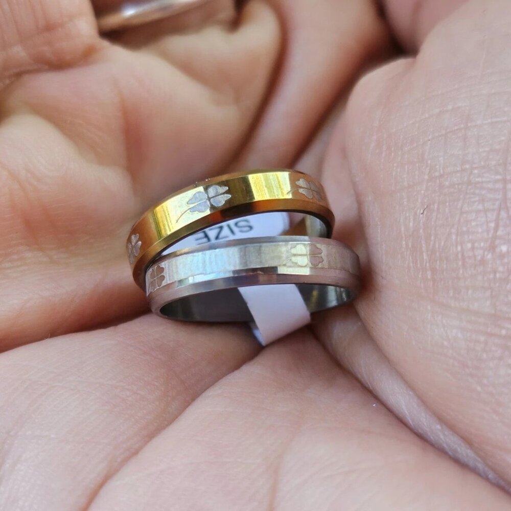 Women Fashion Rings Set of 2 Silver and Gold Tone Fashion Jewelry Size NWT - Picture 9 of 12